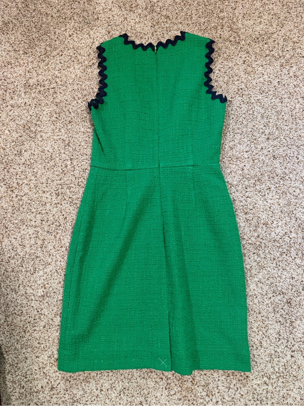 J Crew Tweed Dress Green Black Ric Rac Scallop Trim Sleeveless Size 0P - Picture 2 of 16